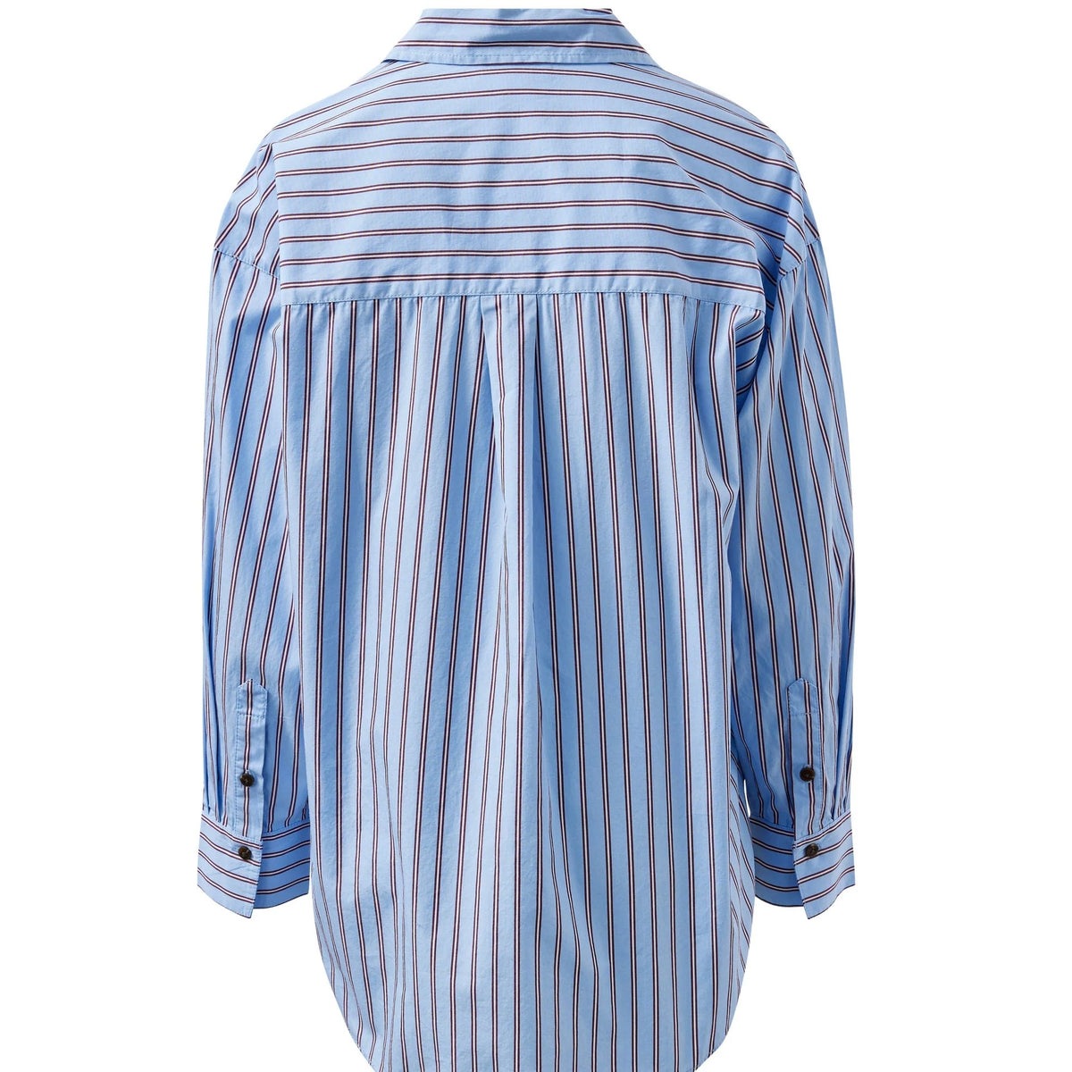 Peta Oversized Shirt - Sky Blue/Burgundy Stripe