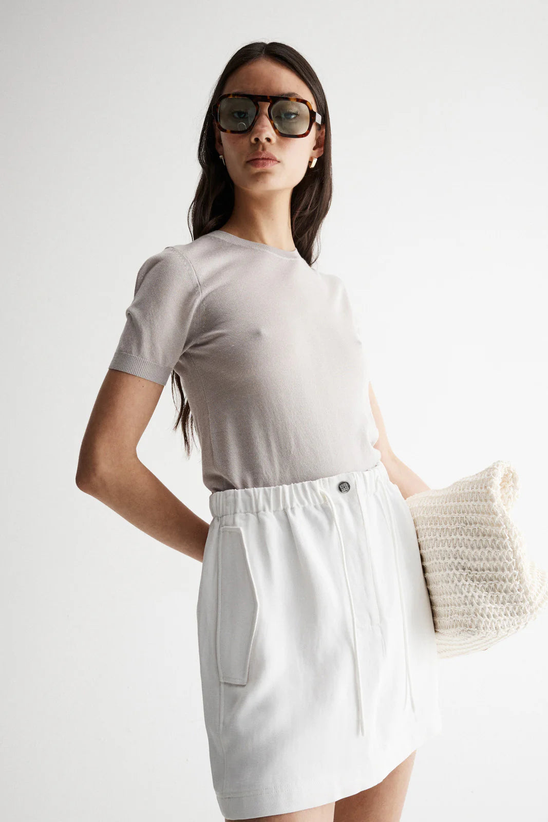 Laurel White Cargo Mini Skirt