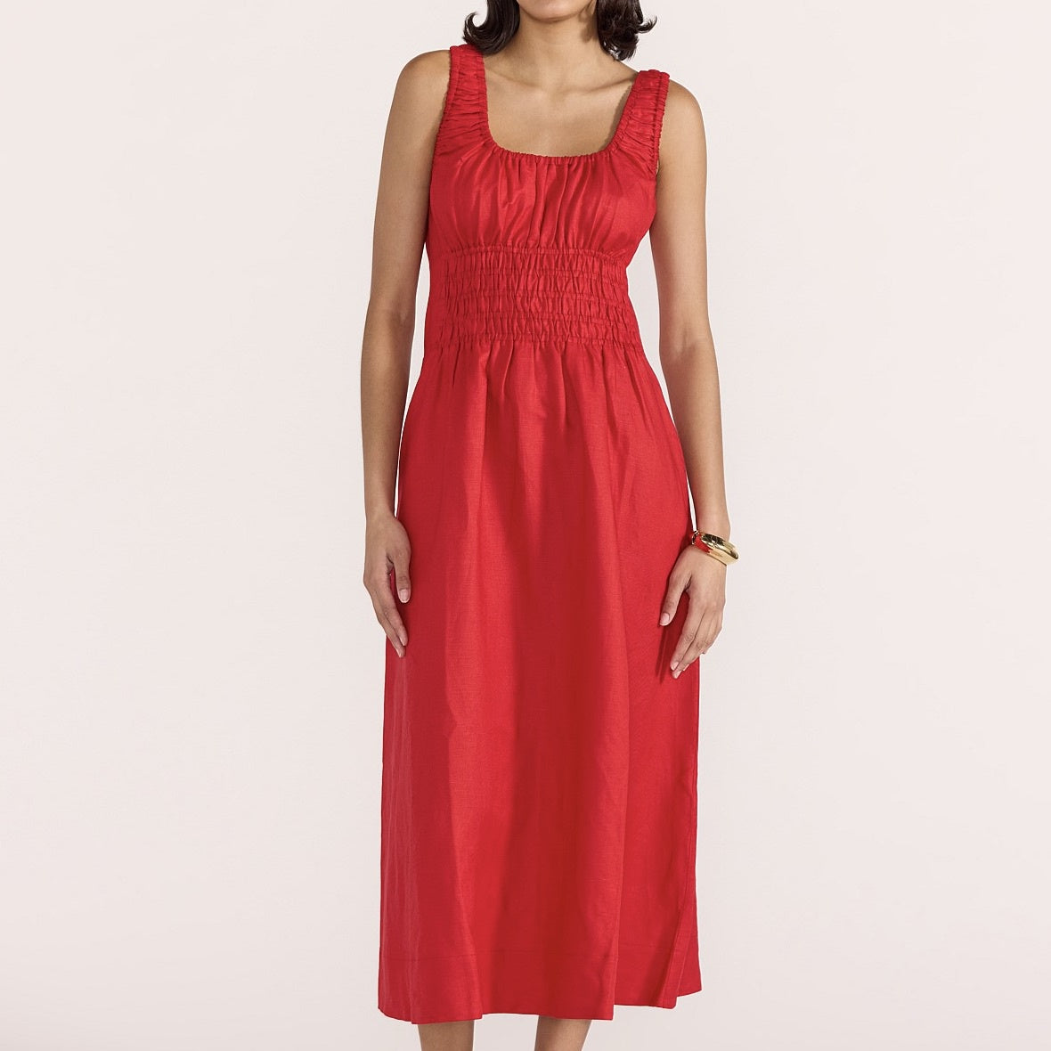 Amana Shirred Midi Dress