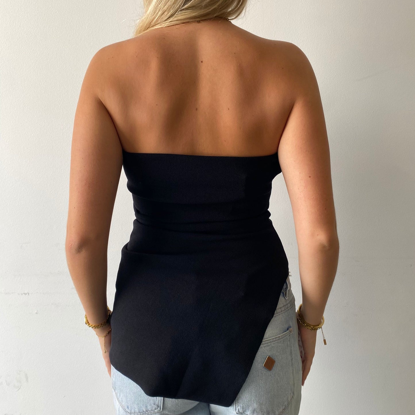 Ava Longline Bandeau Top - Black