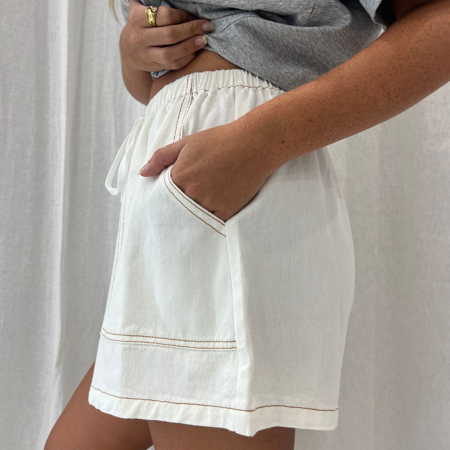 White Denim Shorts