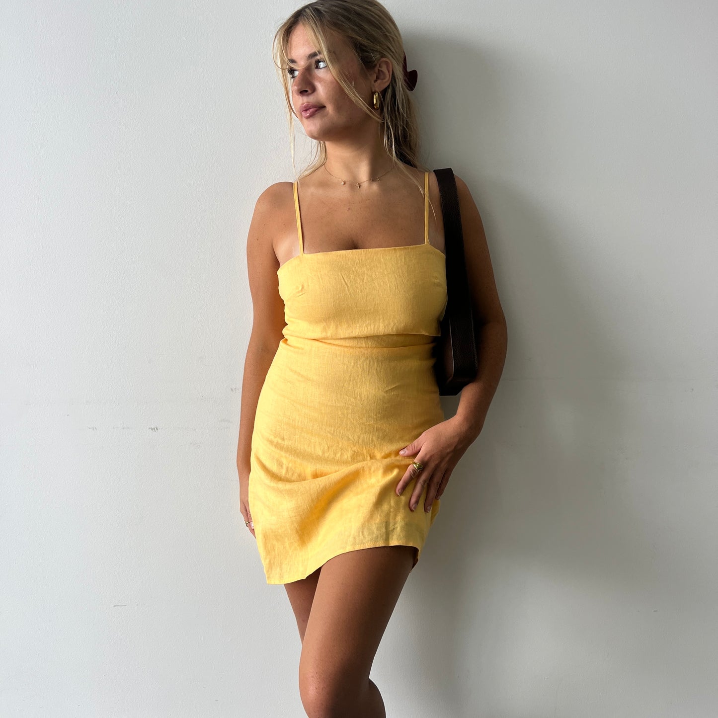 Lemon Cut-Out Mini dress