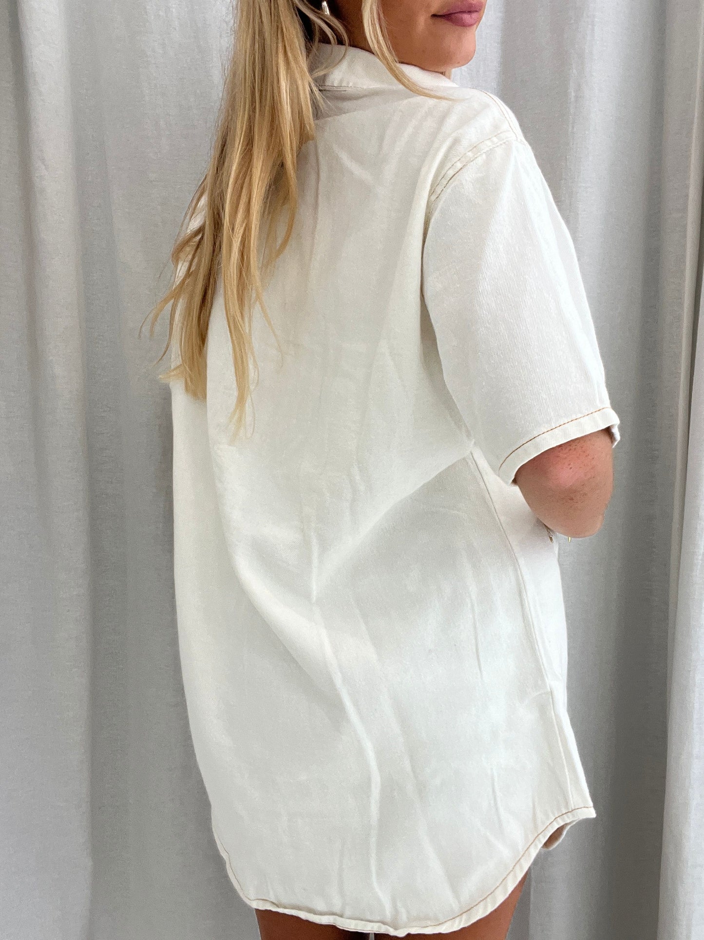 Ella Denim Dress - Beige