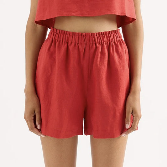 Ingrid Linen Short - Chilli