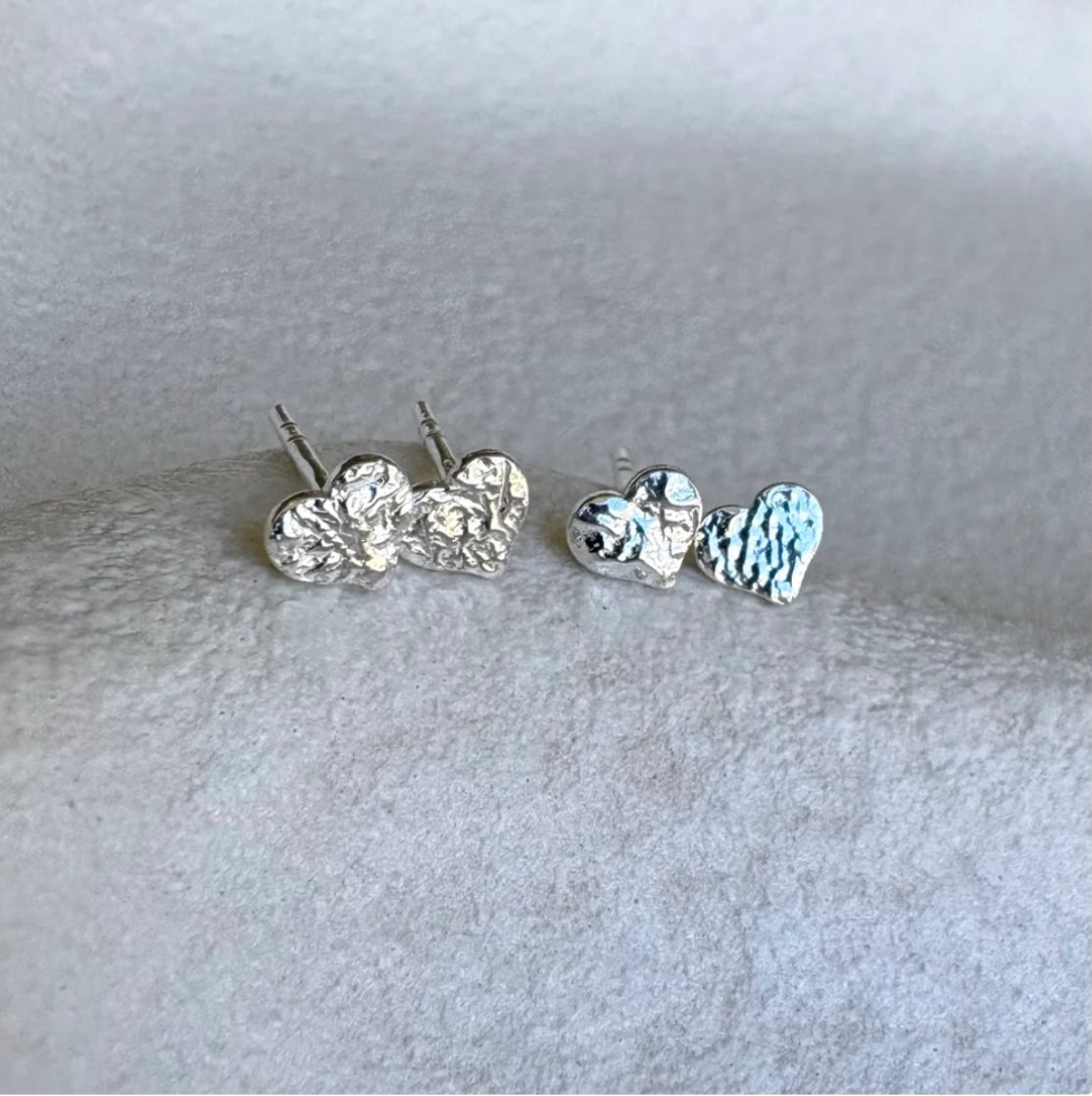 Bexter Heart Studs - Silver