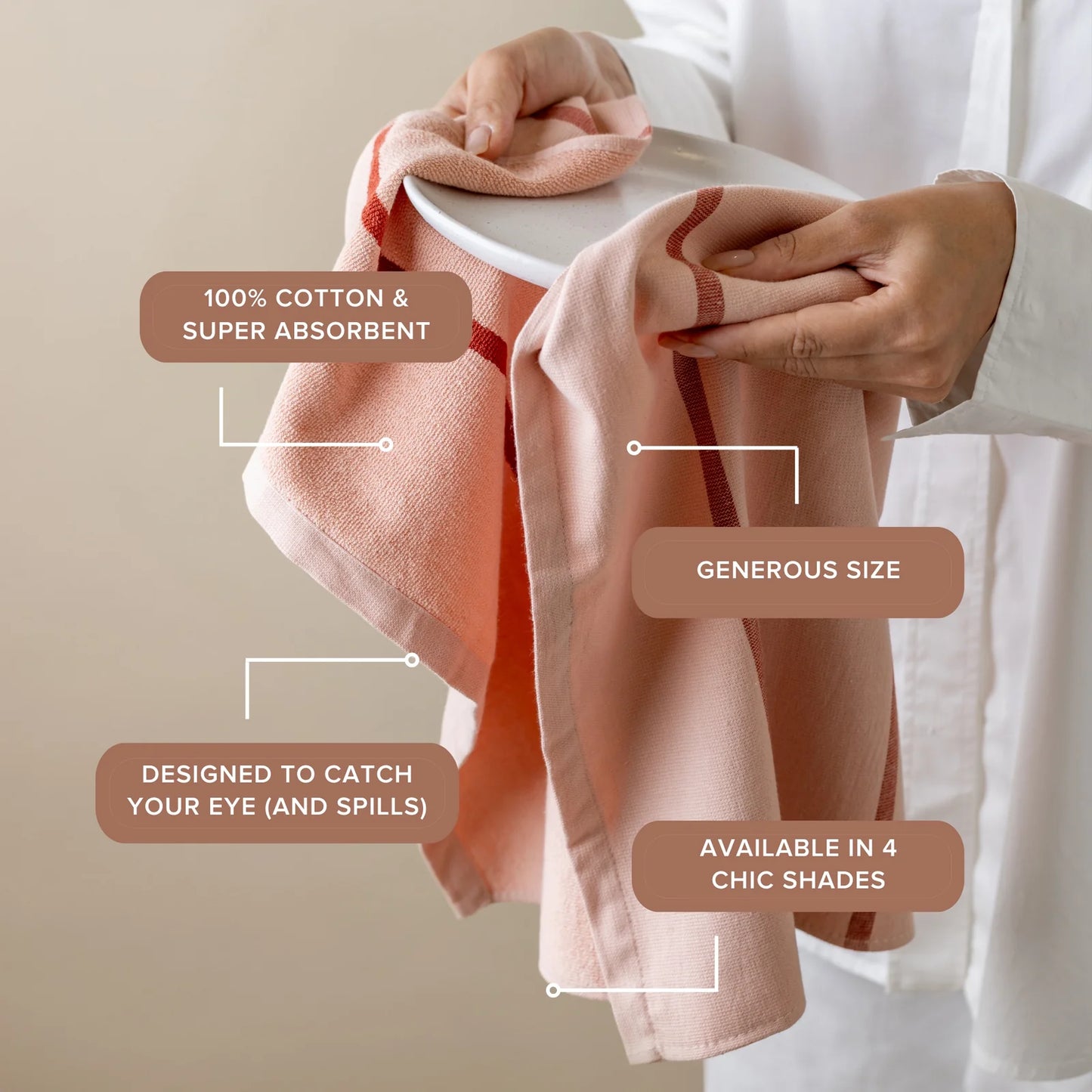 Between The Lines Tea Towel II - Berry