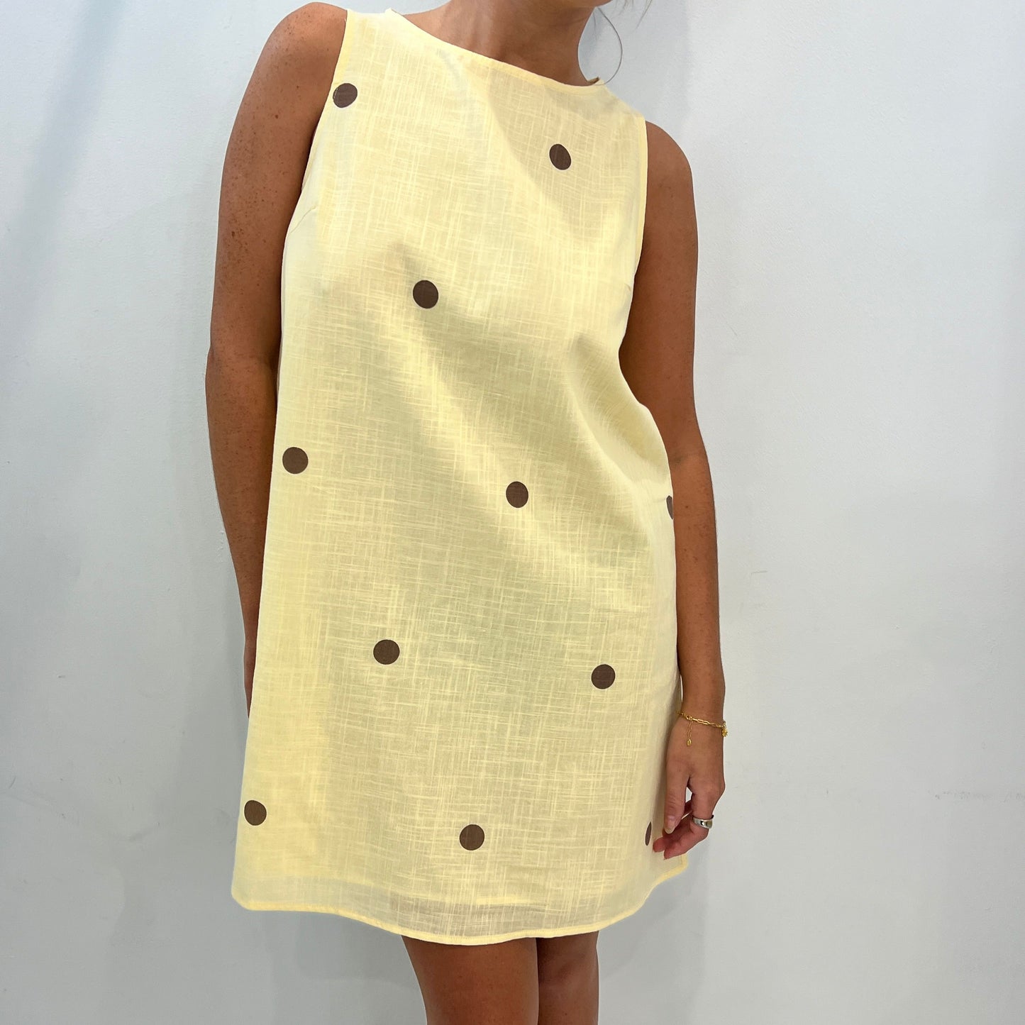 Olivia Mini Dress - Yellow/Choc