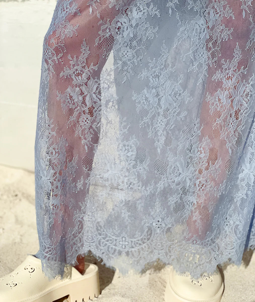 Daintree Lace Skirt - Dusty Blue