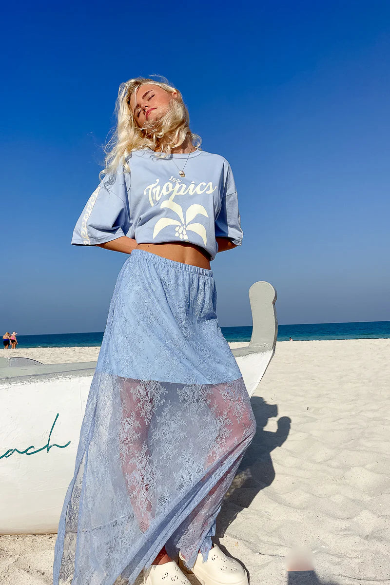 Daintree Lace Skirt - Dusty Blue