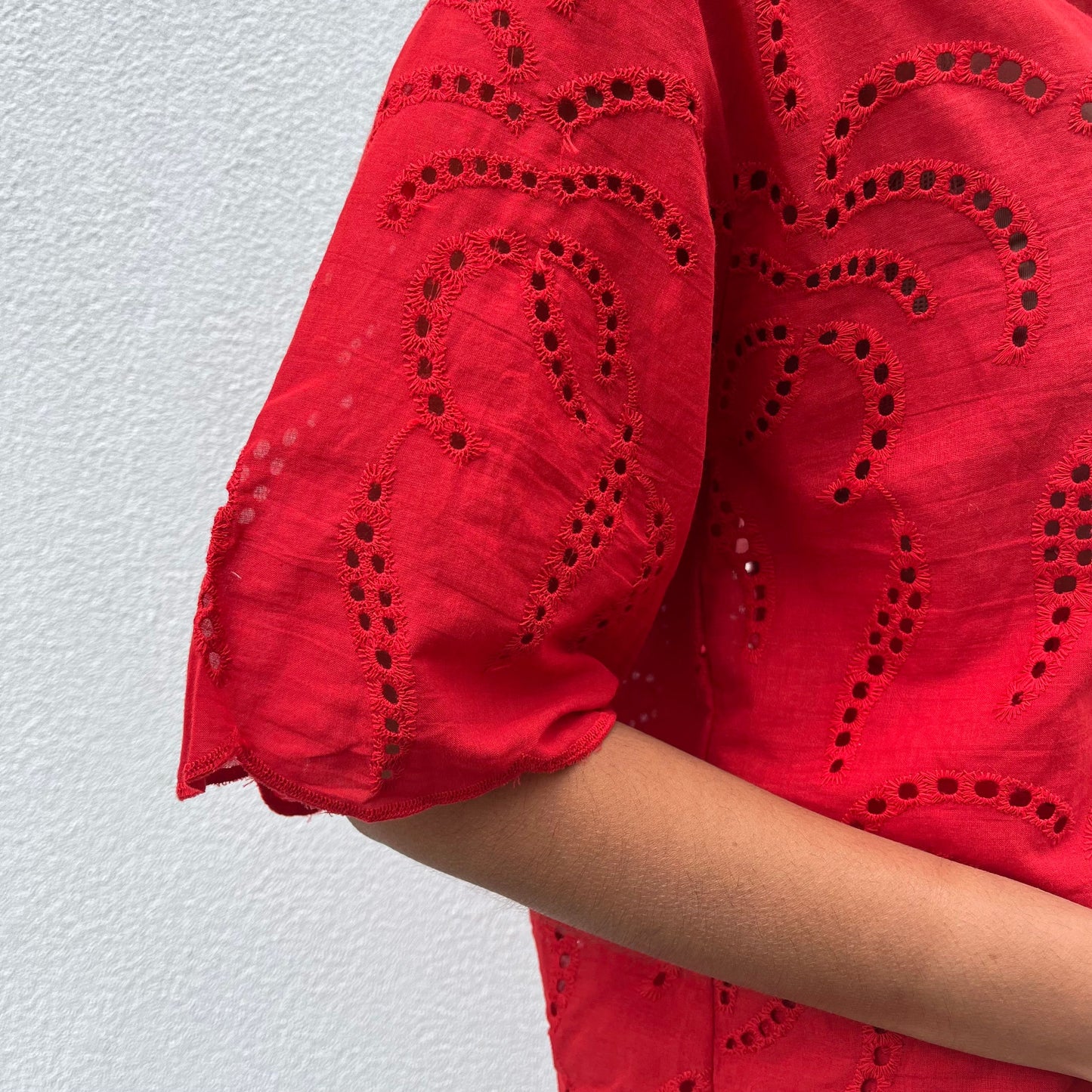 Broderie Anglaise Shirt - Red