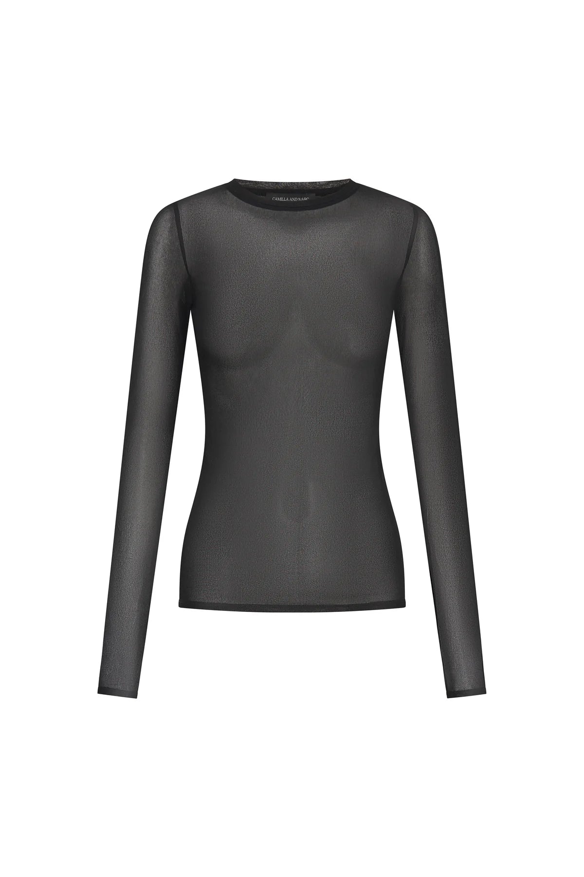 Marie Sheer Long Sleeve Top - Black