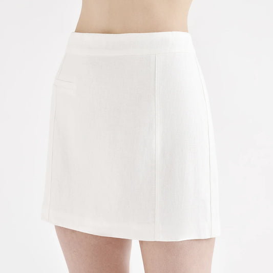 Clio Linen Mini Skirt - White