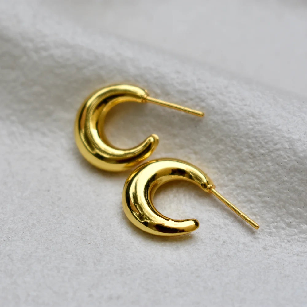 Mini Croissant Hoops - Gold