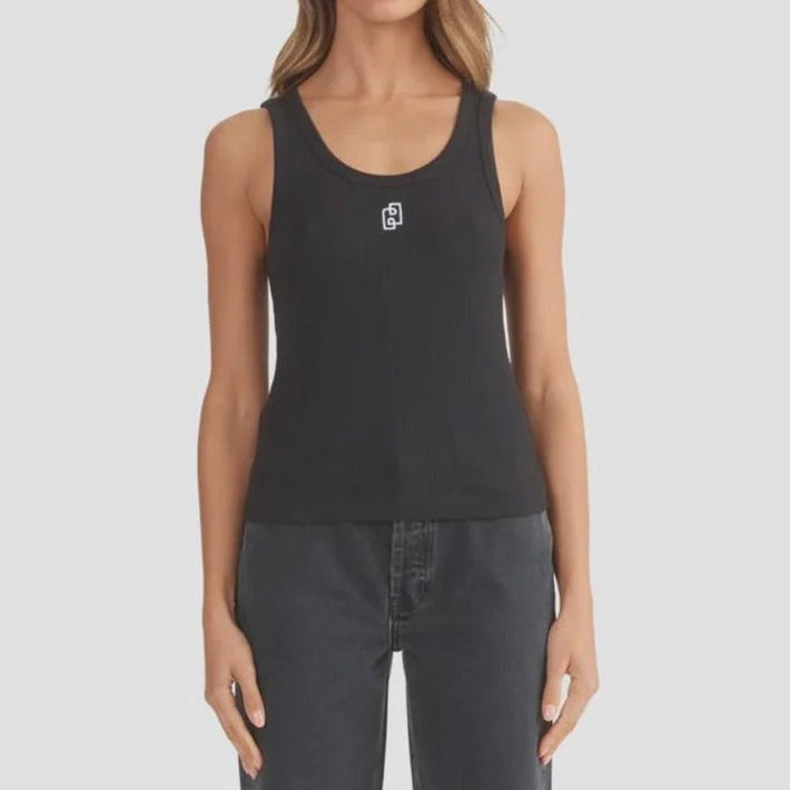 Kendall Monogram Tank - Black