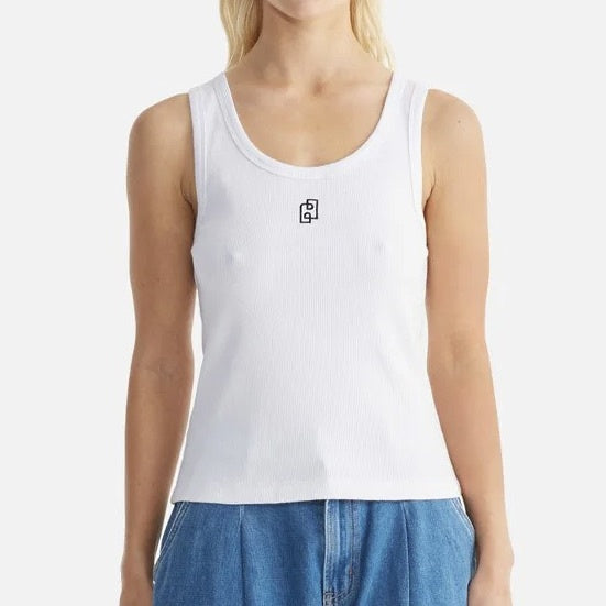 Kendall Monogram Tank - White