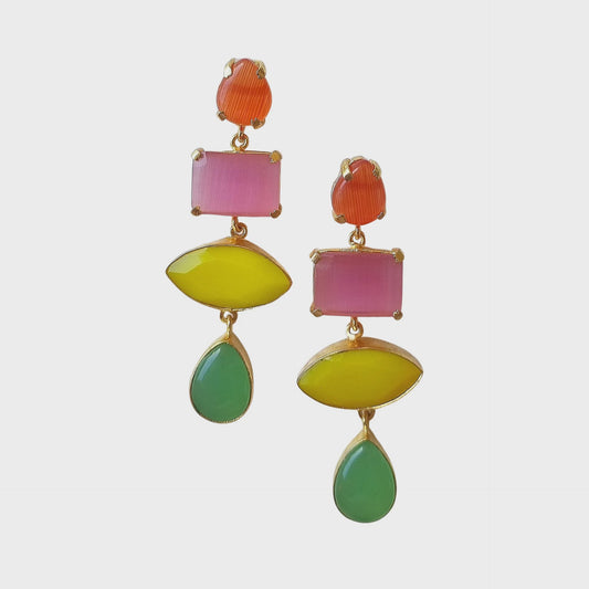 Lilith Natural Stone Earring - Bright Multi