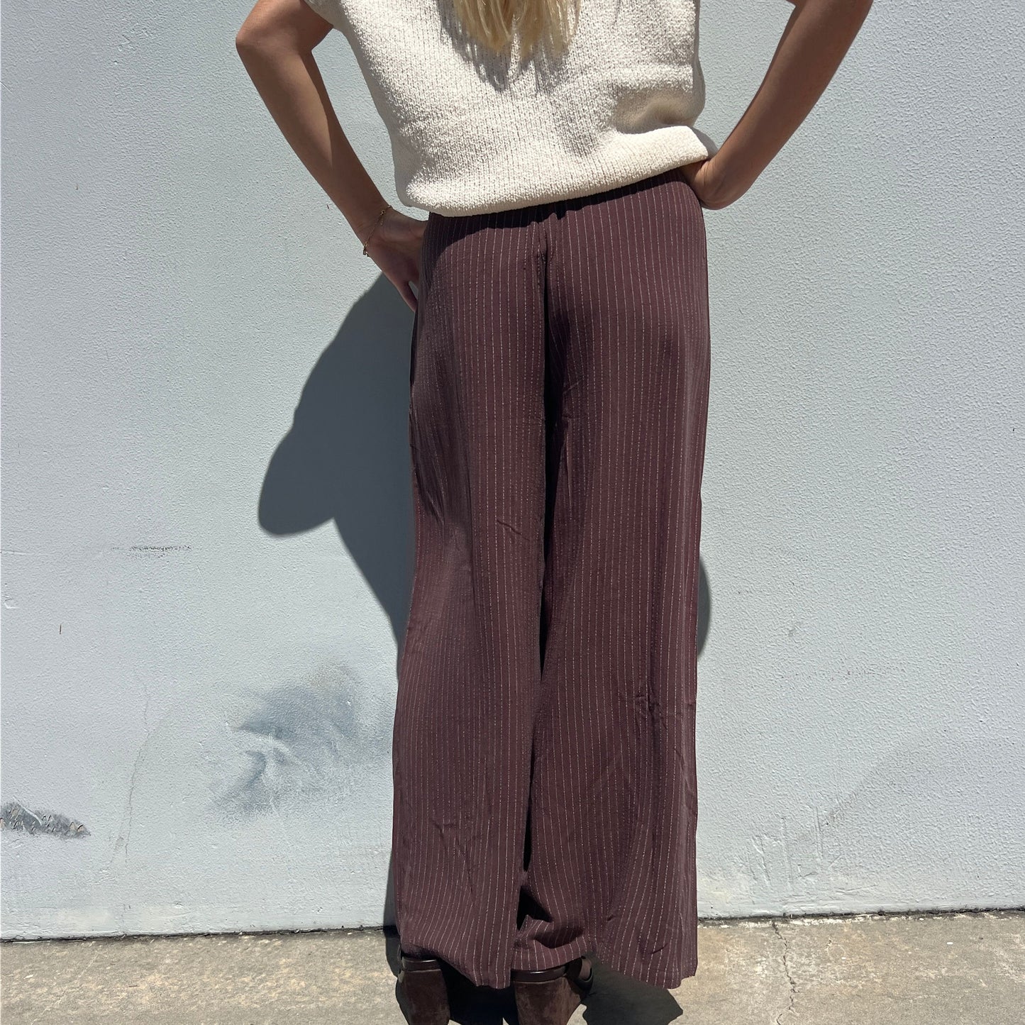 Striped Chocolate Linen Pant