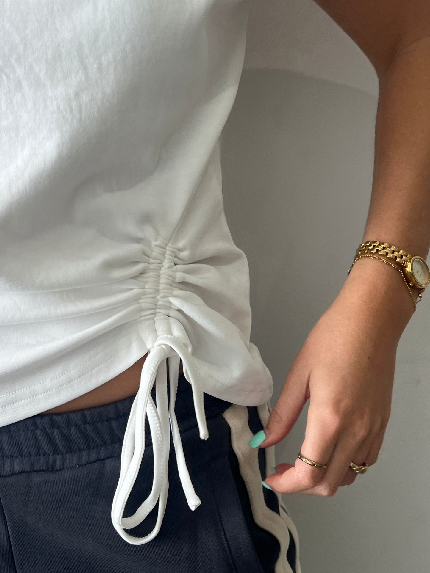 Lily Drawstring Tee - White