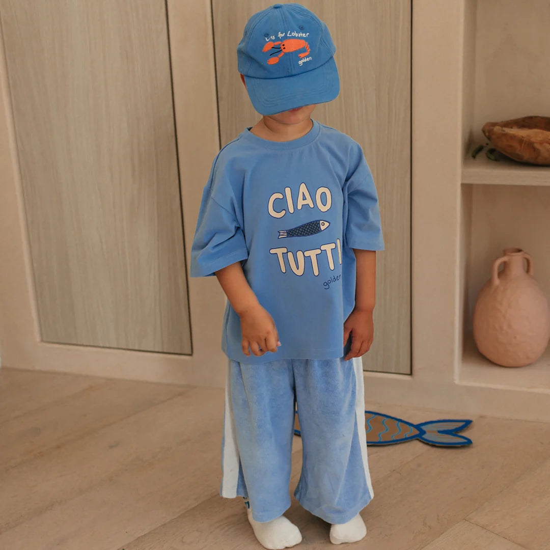 Ciao Tutti Pesci Mid Sleeve Tee Pool Blue