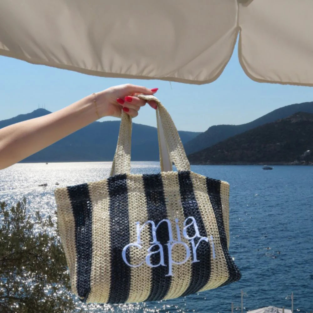 Mia Capri Vacay Bag - Navy Stripe