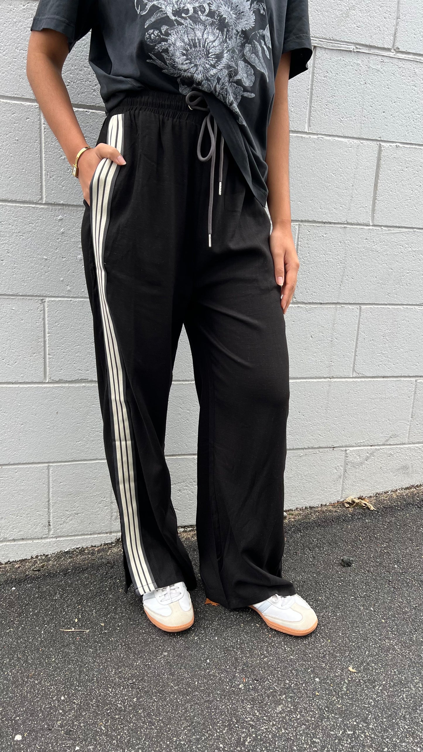 Lola Stripe Pant - Black