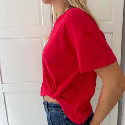 Claire Tuck Tee - Red