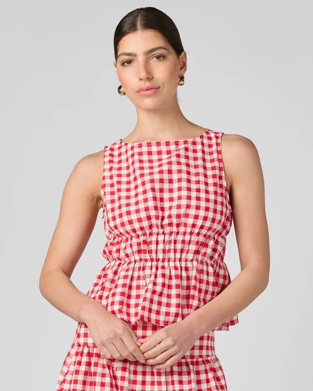Gingham Cinched Top