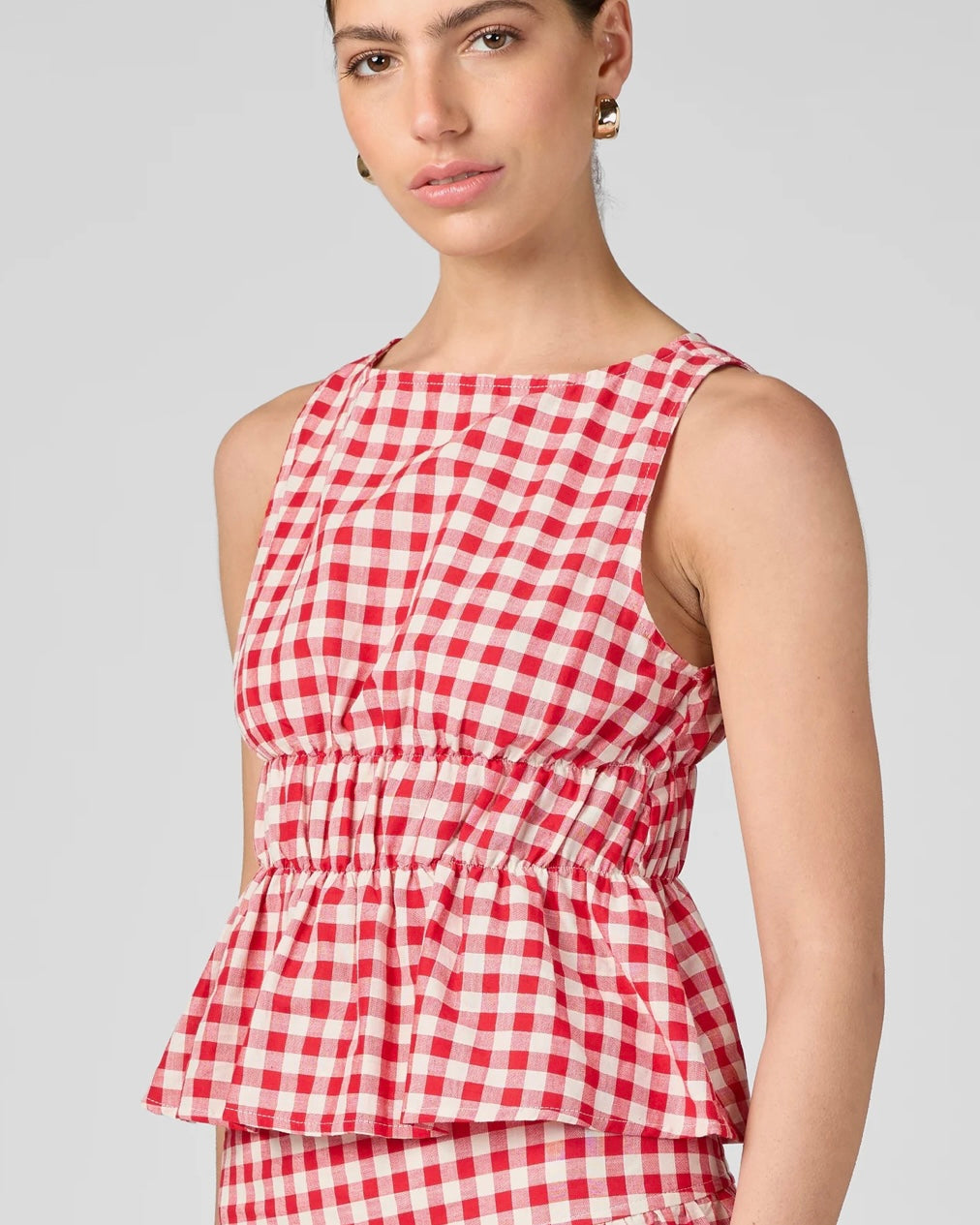 Gingham Cinched Top