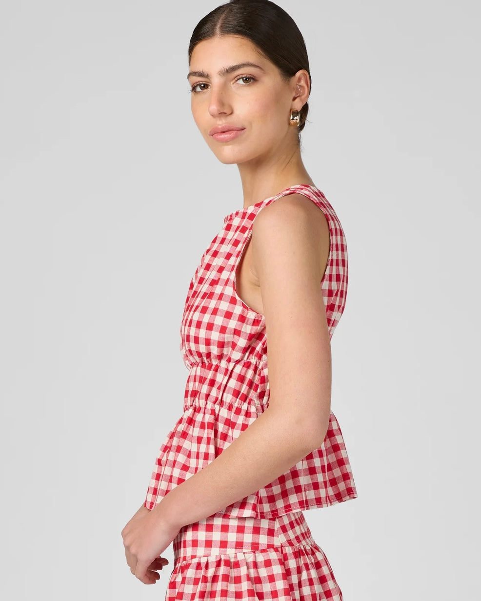 Gingham Cinched Top