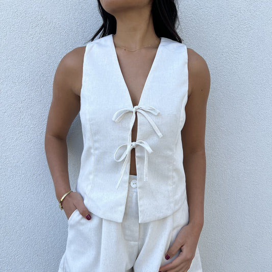 Santorini Tie Top - Oatmeal