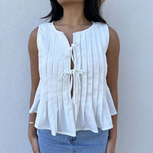 Pleat To Perfection Top - White