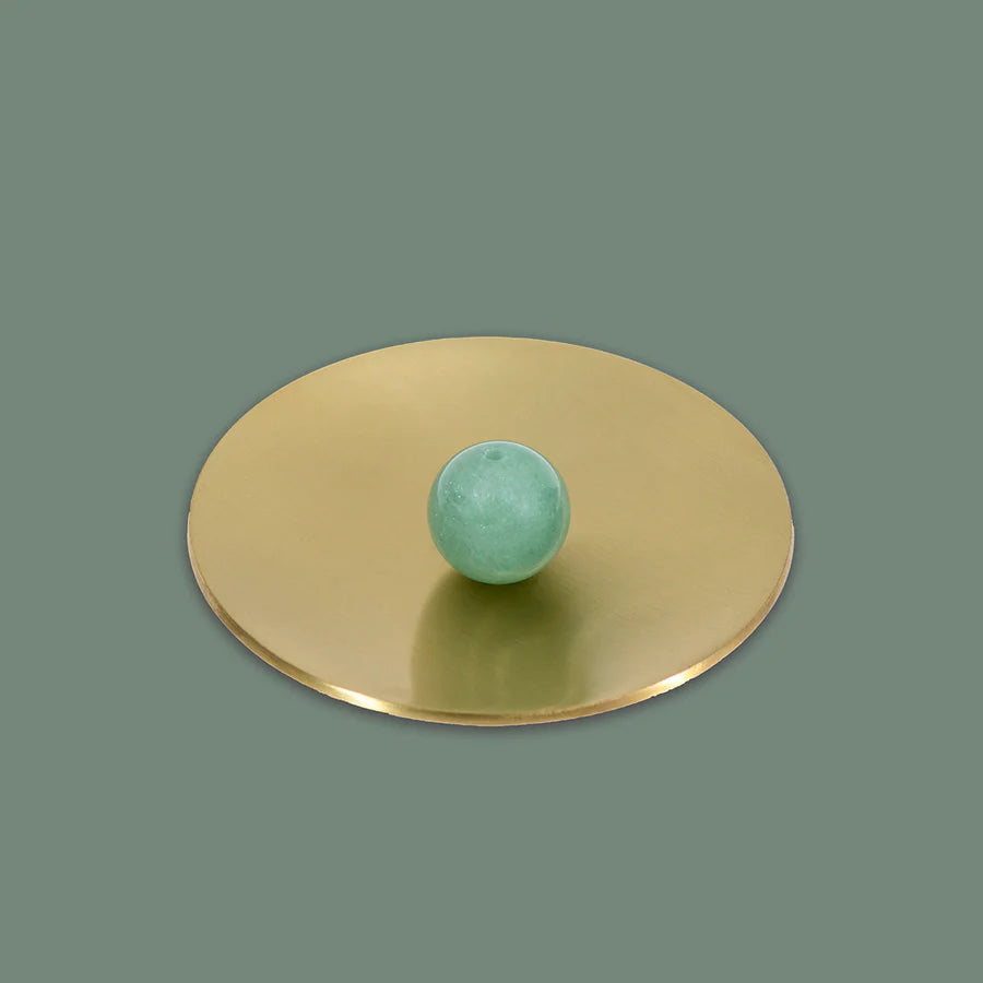 Hoseki Mari Incense Holder - Green Aventurine