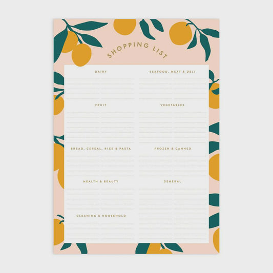 Lemons A5 Shopping List Magnet Notepad