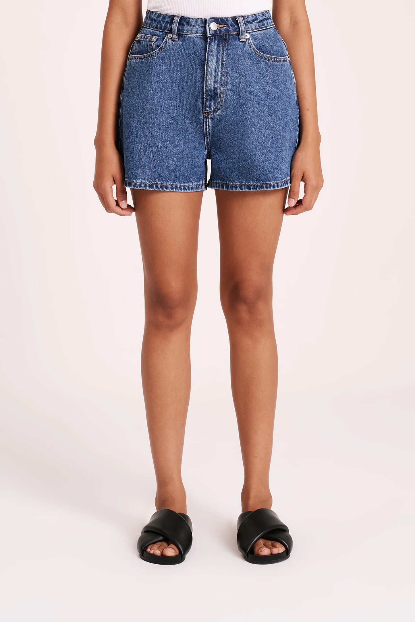 Organic Mom Short - Vintage Blue