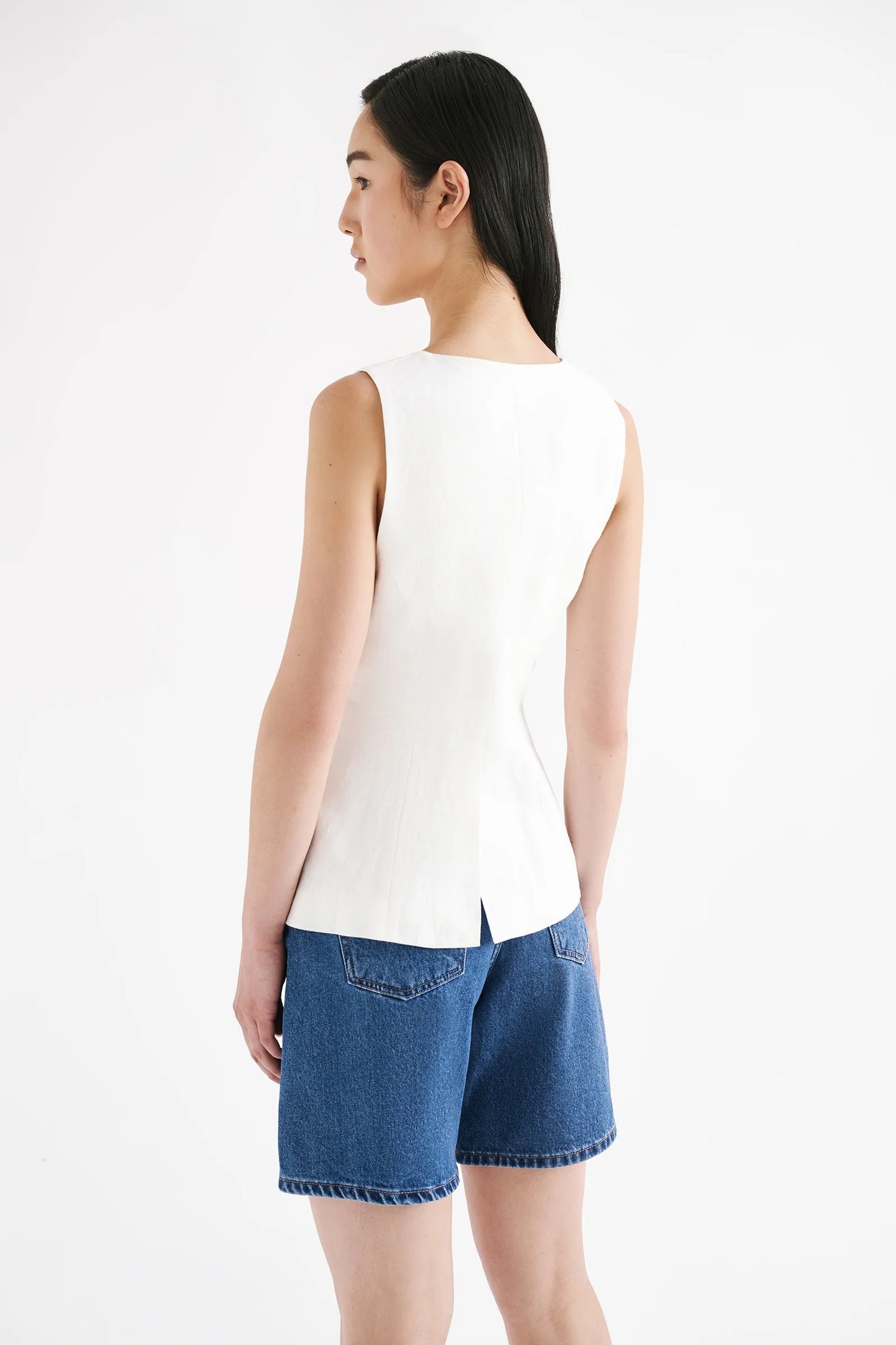 Clio Linen Vest - White