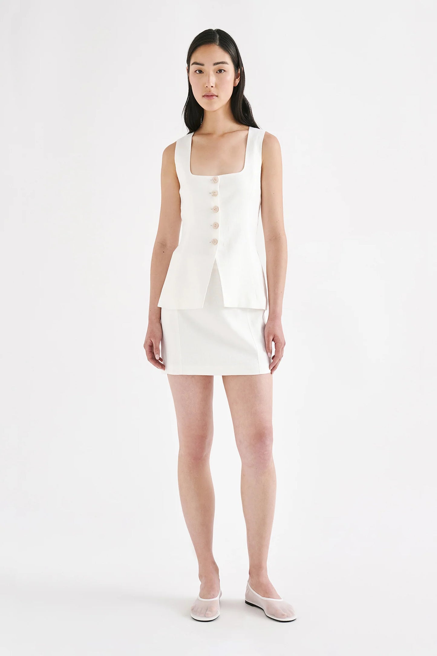 Clio Linen Mini Skirt - White