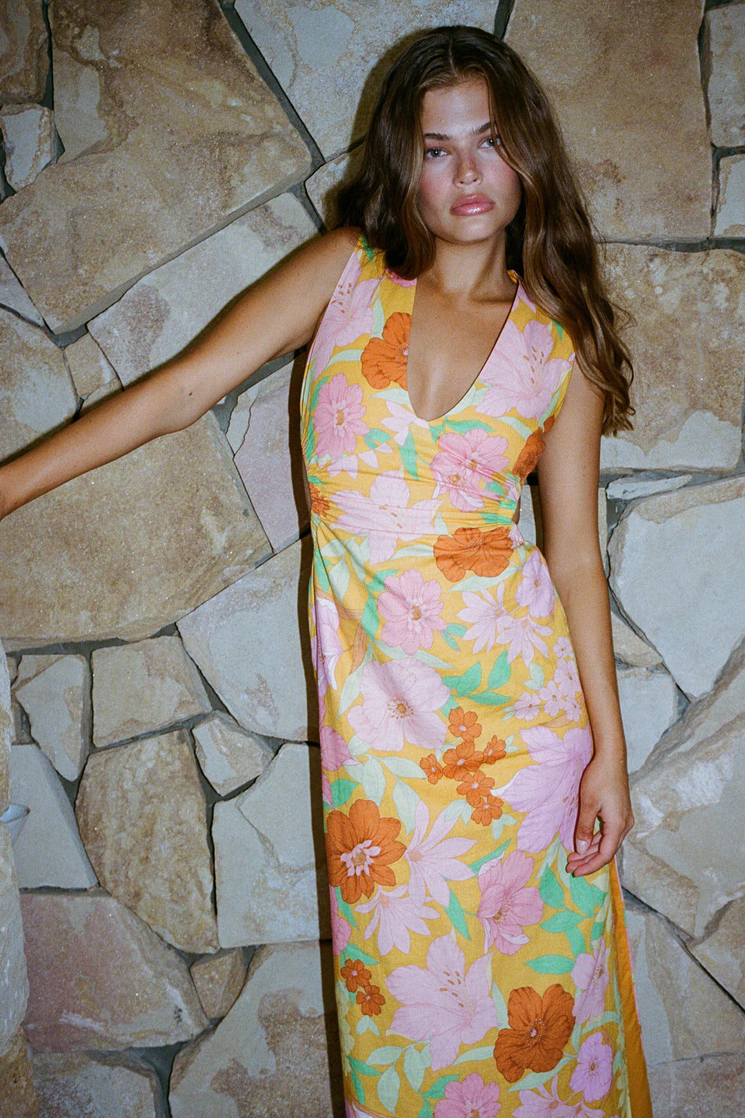Paige Midi Dress - Orange Tropic