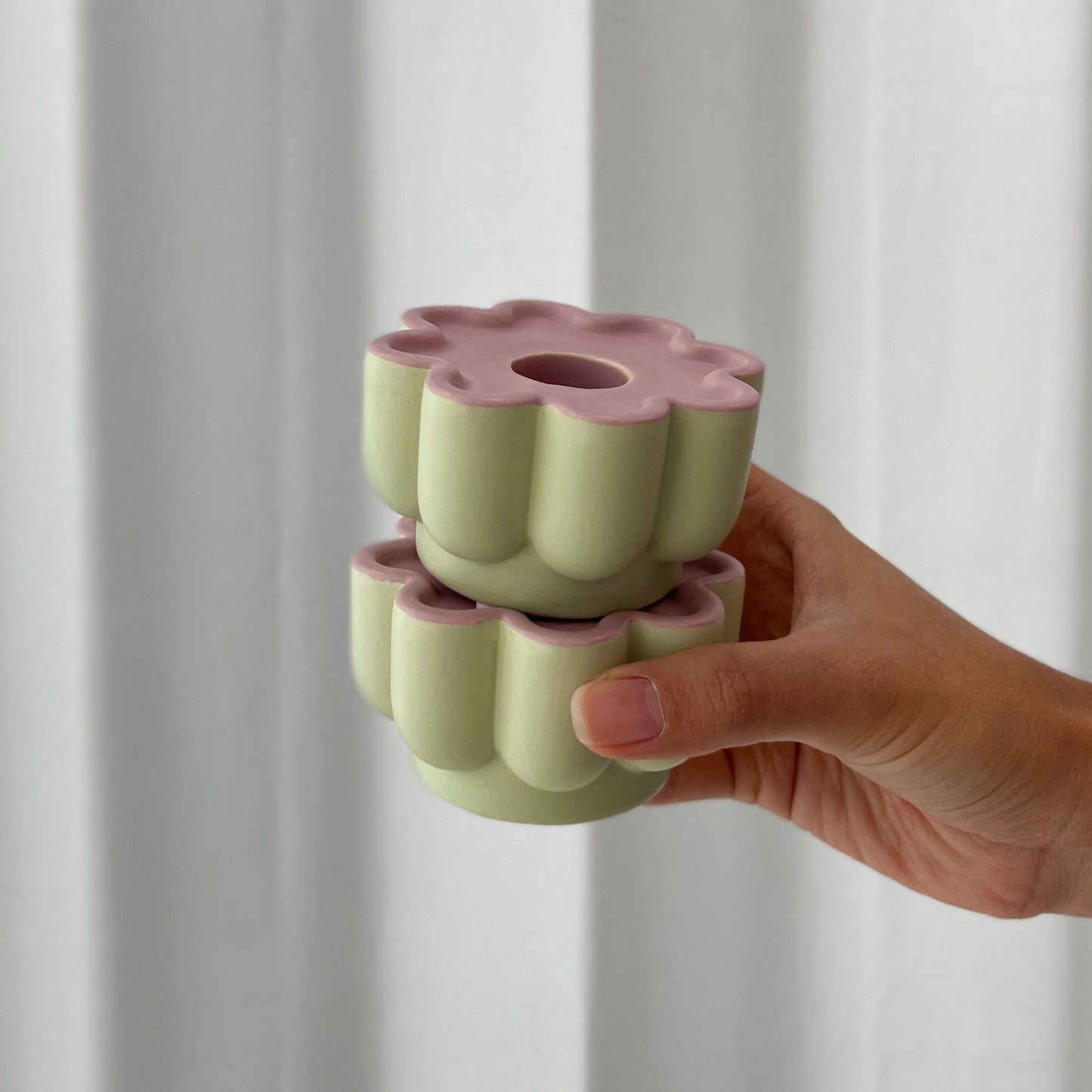 Groovy Flower Candle Holder - Mint/Lilac CLICK & COLLECT ONLY