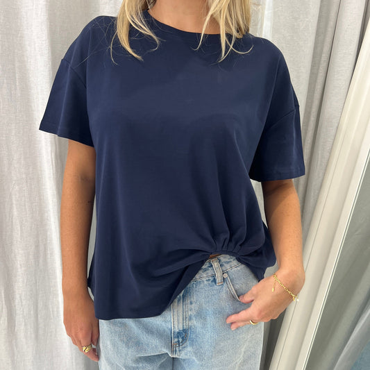 Claire Tuck Tee - Navy