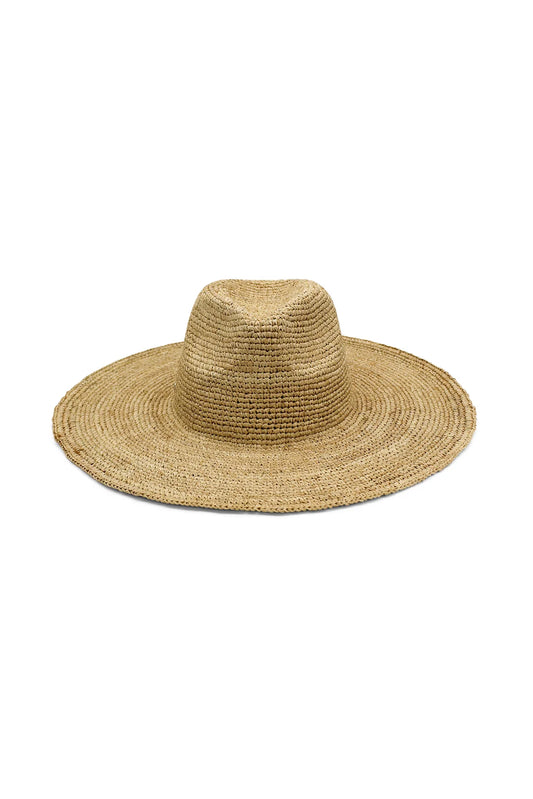 Arlo Crochet Raffia Wide-Brim Fedora - Natural Beige Regular