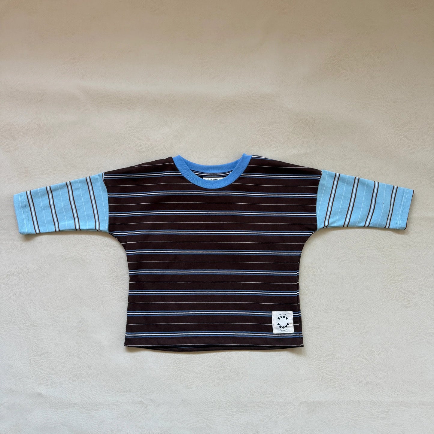 Rowan Stripe Cotton Long Sleeve Top - Cocoa/Blue