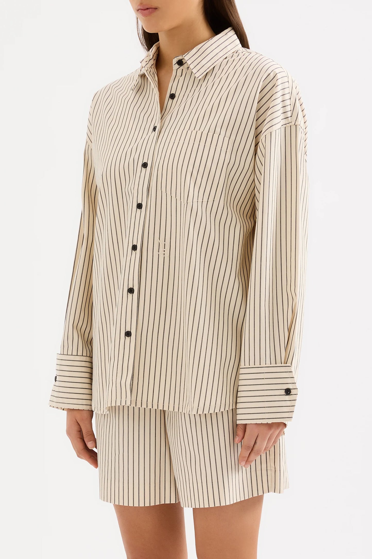 Organic Poplin Shirt - Black Stripe