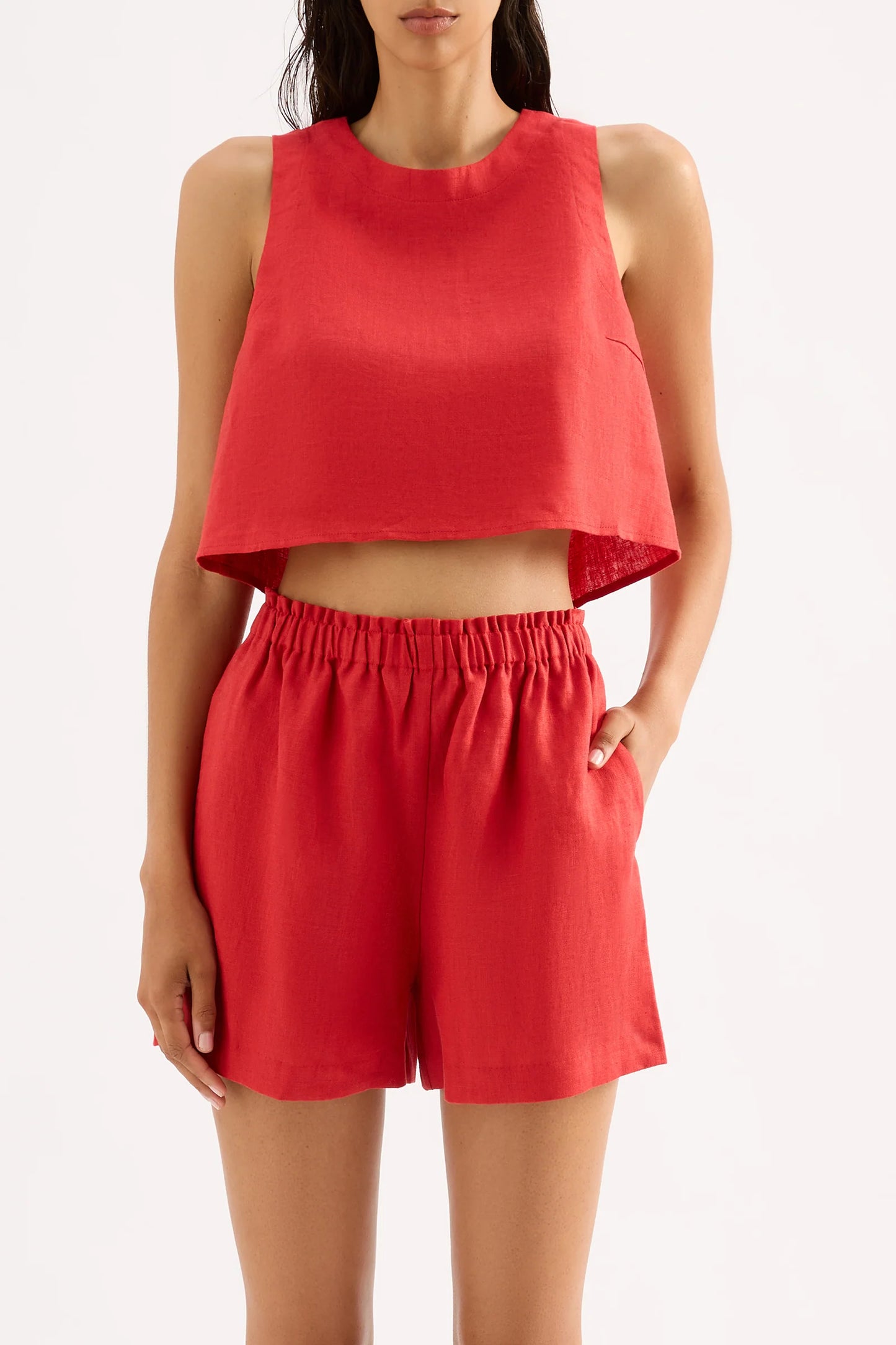 Ingrid Linen Top - Chilli