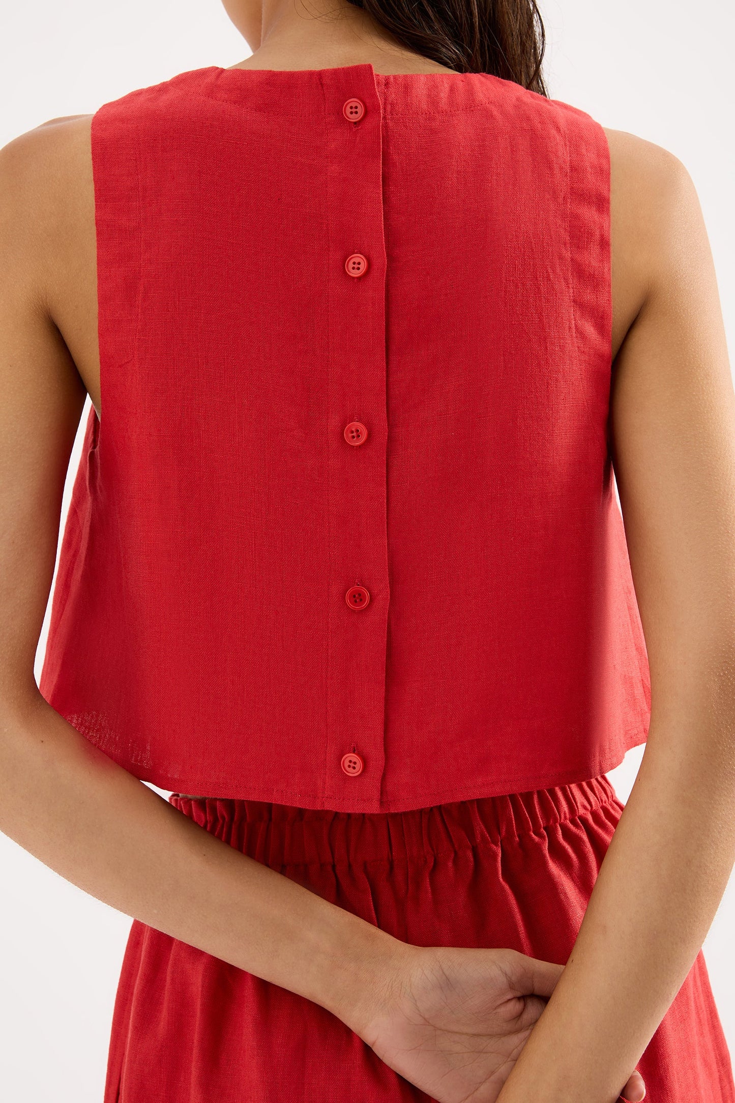 Ingrid Linen Top - Chilli