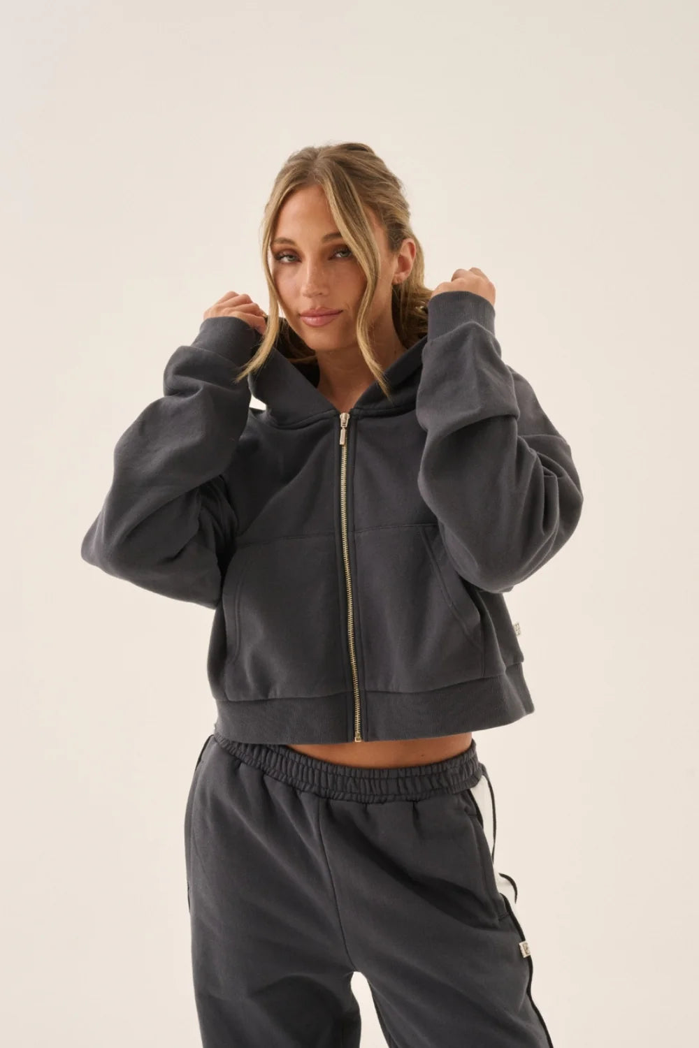 Zip Hoodie Washed Black