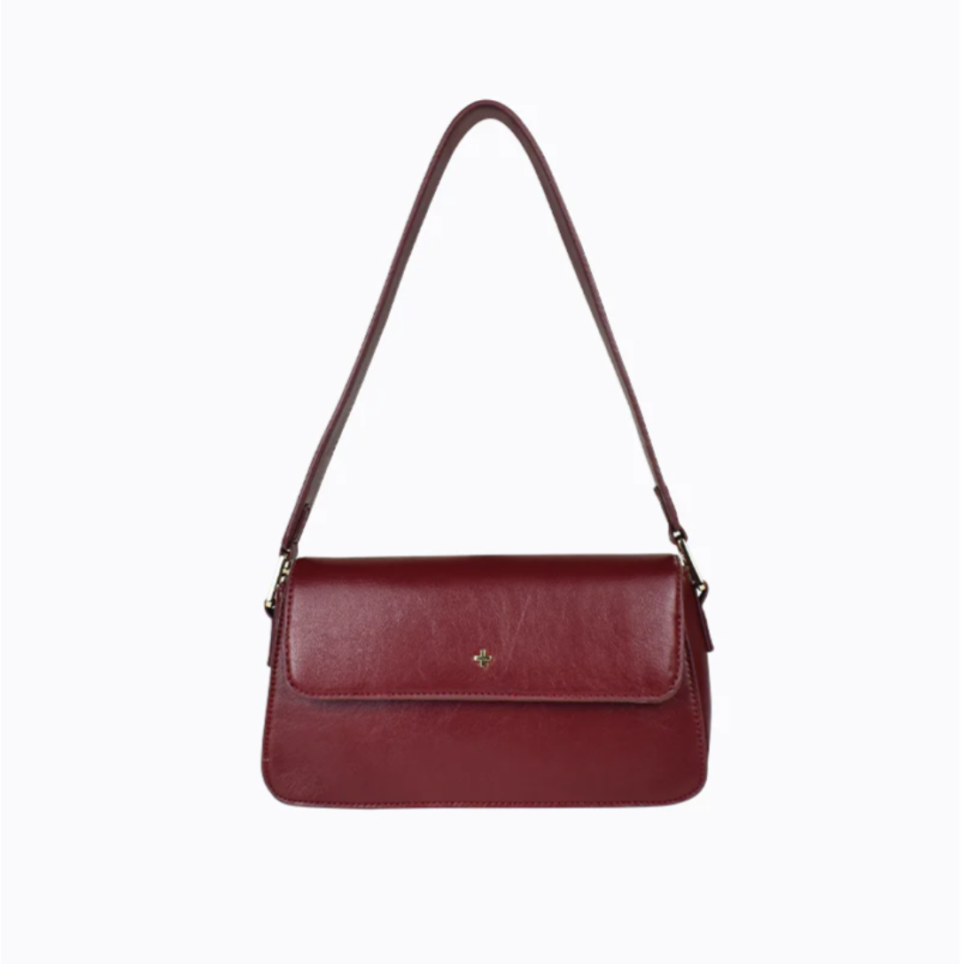 Jocelyn Flapover Shoulder Bag - Cherry