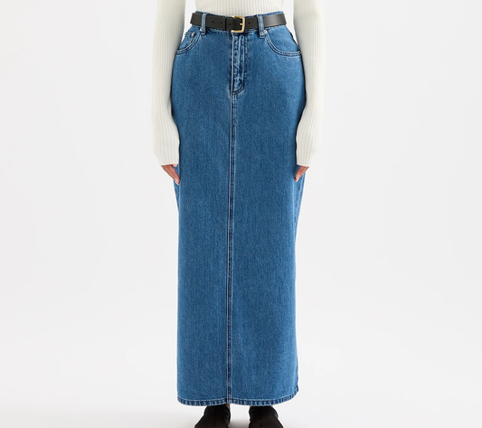 Organic Denim Maxi Skirt