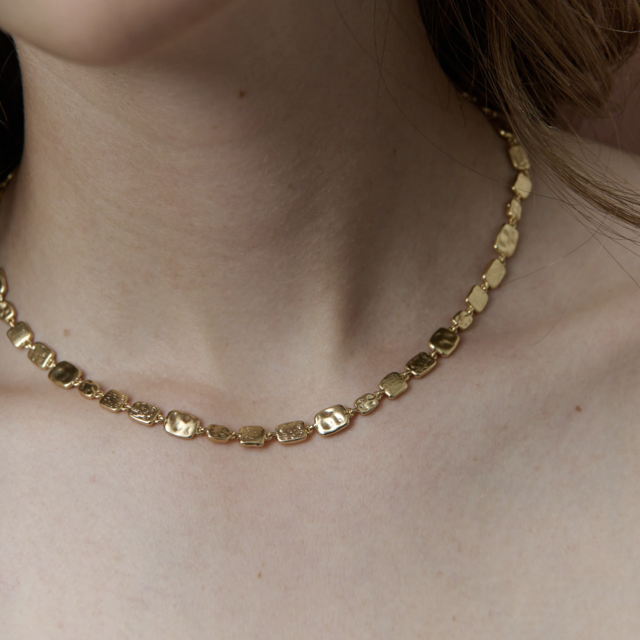 Hammered Plate Gold Plated Necklace