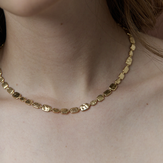 Hammered Plate Gold Plated Necklace