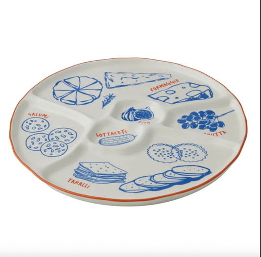 Large Deli Ceramic Divided Cheese Platter - CLICK & COLLECT ONLY